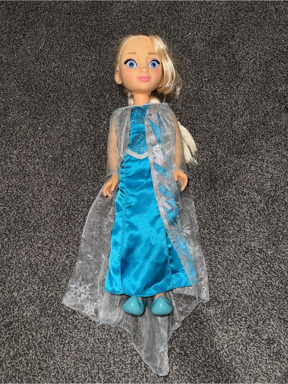 Disney Frozen Elsa Doll Large 16” Blonde Braided Hair Original Dress Cape Toy